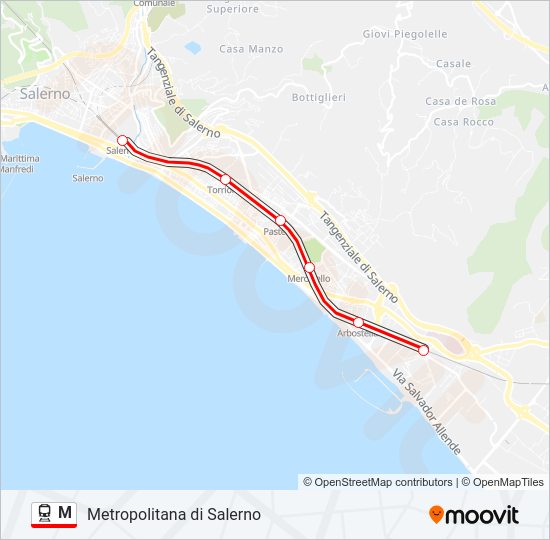 Percorso linea treno M