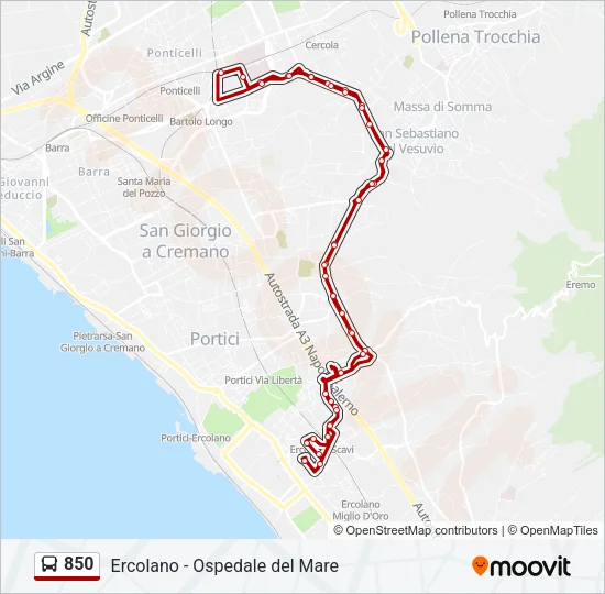 Percorso linea bus 850