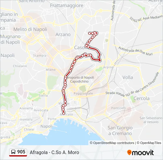 Percorso linea bus 905