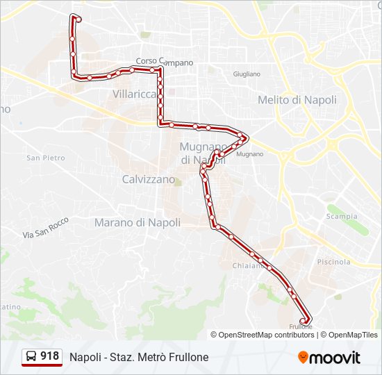 Linea 918: orari, fermate e mappe - Napoli - Staz. Metrò Frullone ...