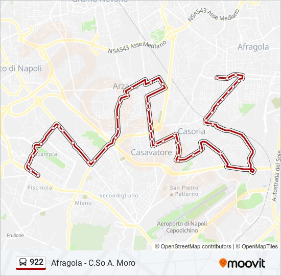 Percorso linea bus 922