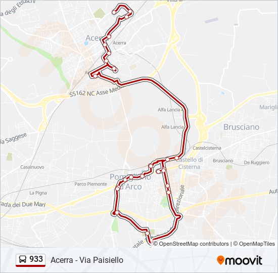 Percorso linea bus 933