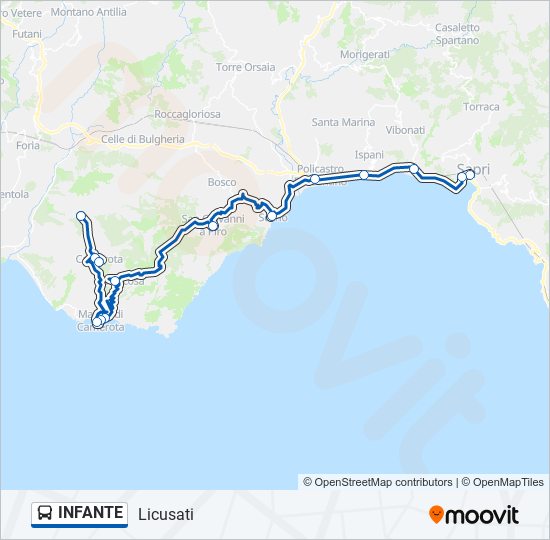 Percorso linea bus INFANTE