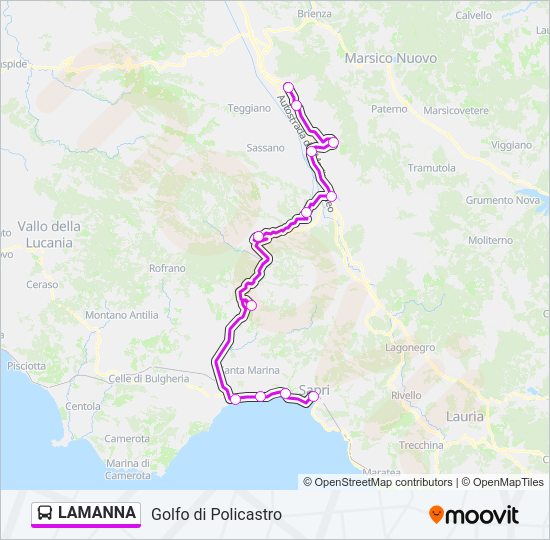 Percorso linea bus LAMANNA