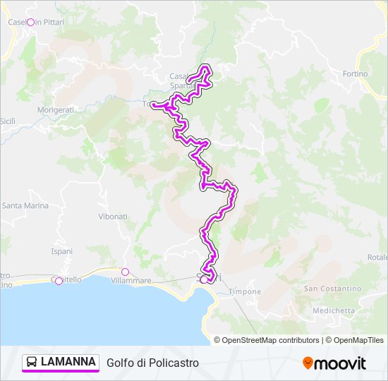 Percorso linea bus LAMANNA