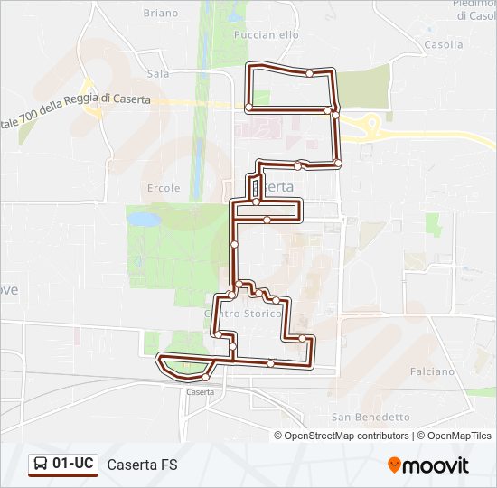 Percorso linea bus 01-UC