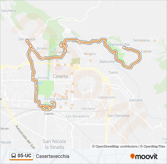 Percorso linea bus 05-UC