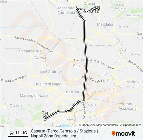 Percorso linea bus 11-UC