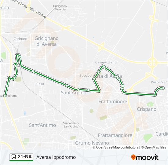 Percorso linea bus 21-NA