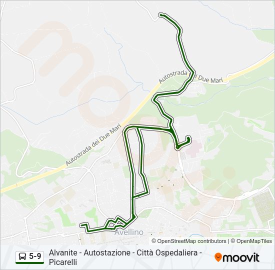 Percorso linea bus 5-9