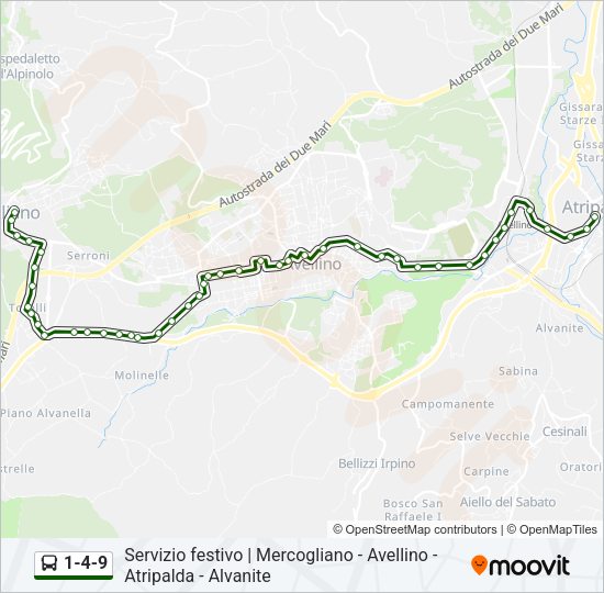 Percorso linea bus 1-4-9