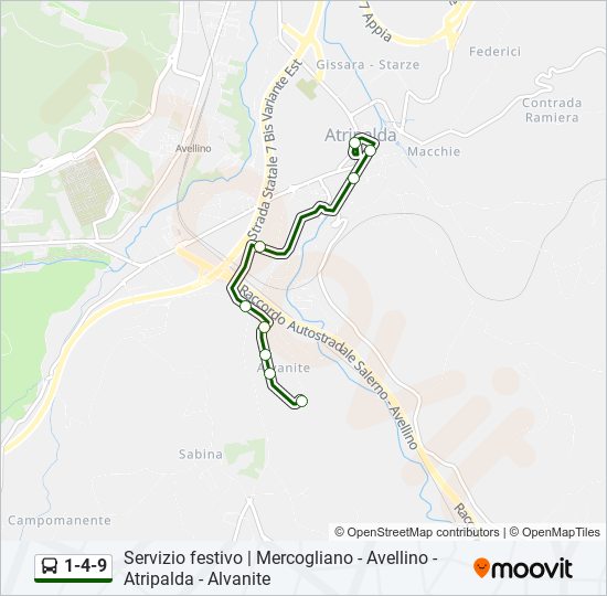 Percorso linea bus 1-4-9