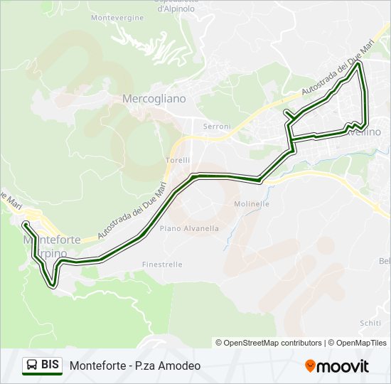 Percorso linea bus BIS