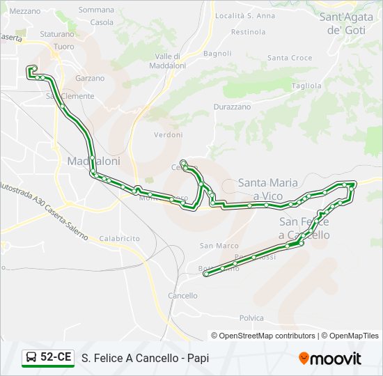 Percorso linea bus 52-CE