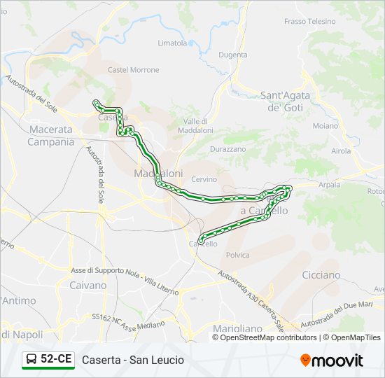 Percorso linea bus 52-CE