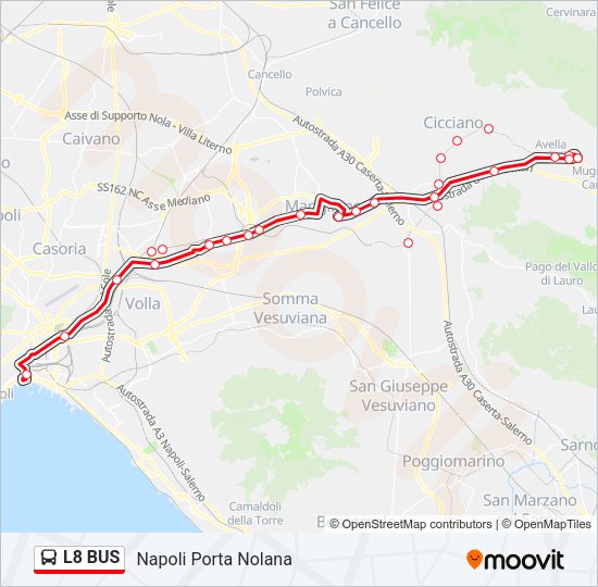 Percorso linea bus L8 BUS