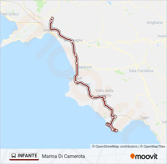 Percorso linea bus INFANTE