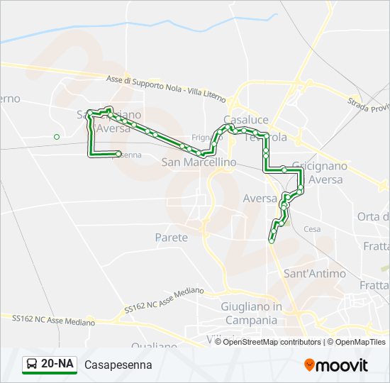 Percorso linea bus 20-NA