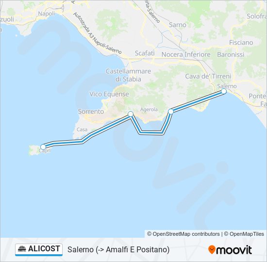 Percorso linea navigazione ALICOST