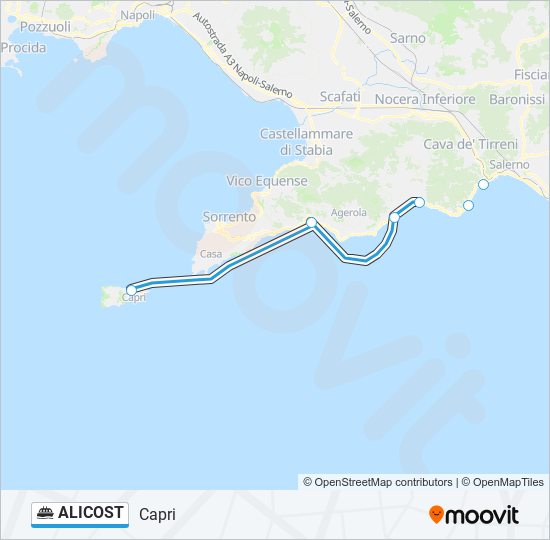 Percorso linea navigazione ALICOST