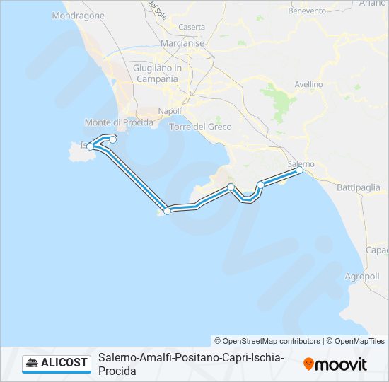 Percorso linea navigazione ALICOST