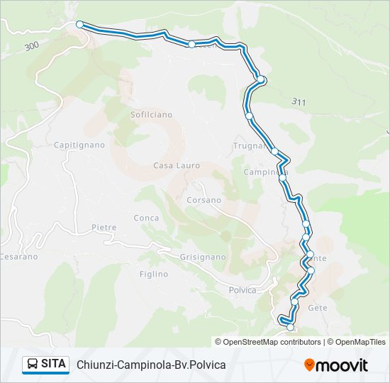 Percorso linea bus SITA