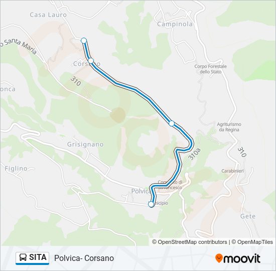 Percorso linea bus SITA