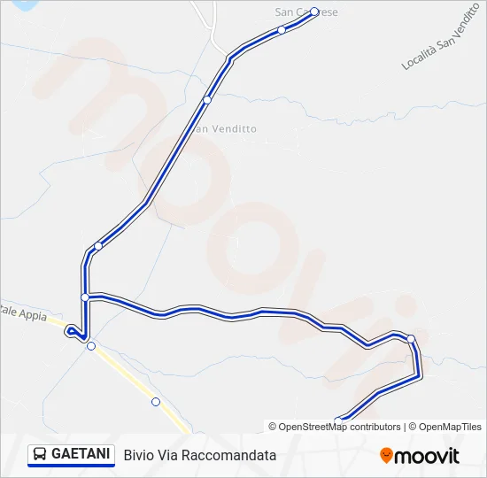 Percorso linea bus GAETANI