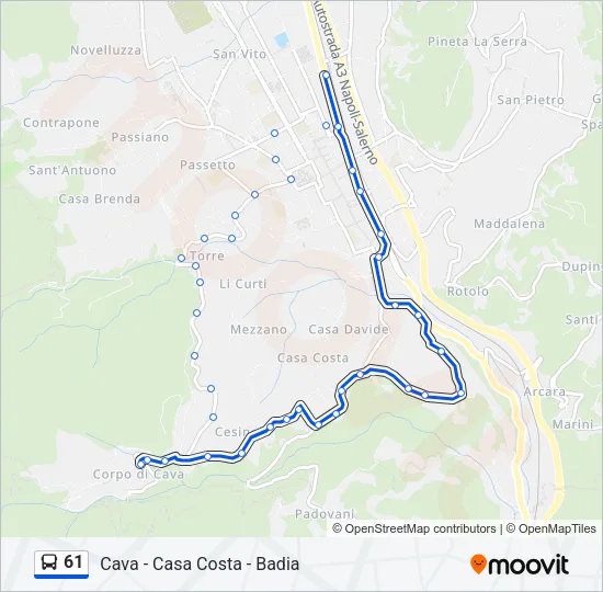 61 Bus Line Map