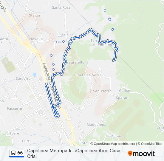 66 Bus Line Map