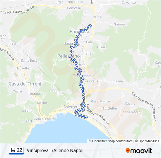 Percorso linea bus 22