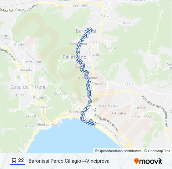 Percorso linea bus 22