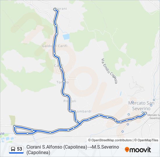 Percorso linea bus 53