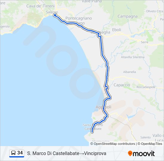 34 bus Line Map