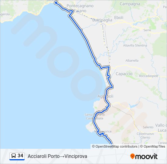 34 bus Line Map