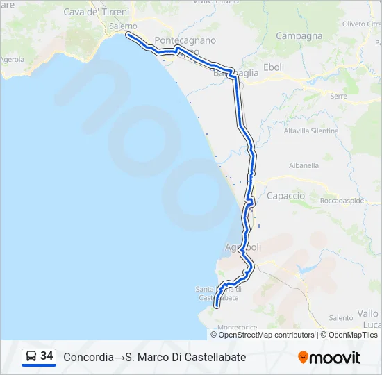 34 Bus Line Map