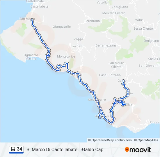 34 Bus Line Map