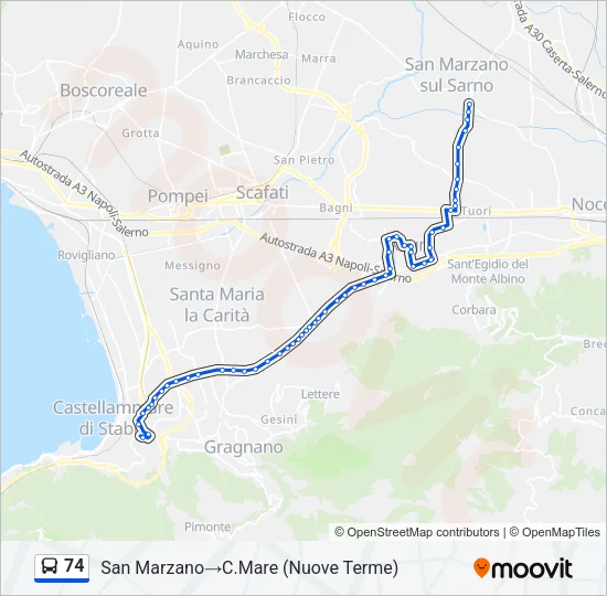 74 Bus Line Map