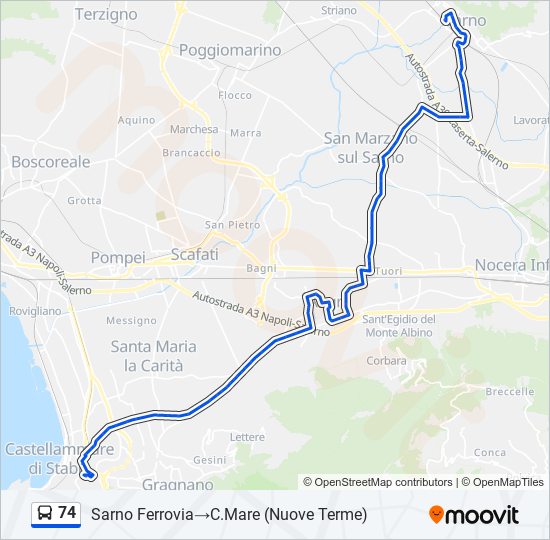 74 bus Line Map