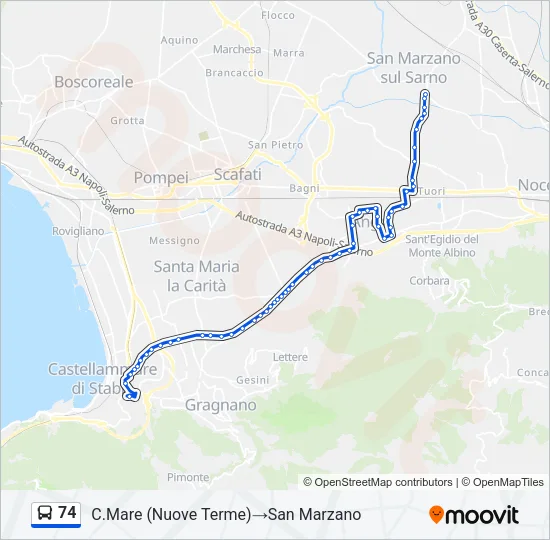 74 Bus Line Map