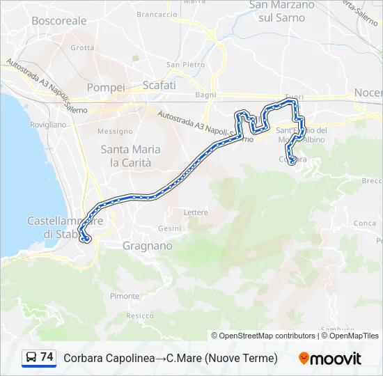 74 Bus Line Map
