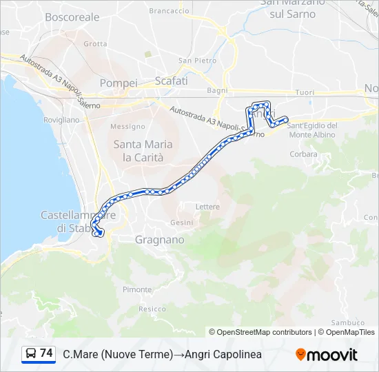 74 Bus Line Map