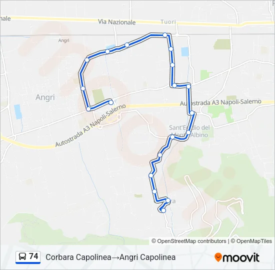 74 Bus Line Map