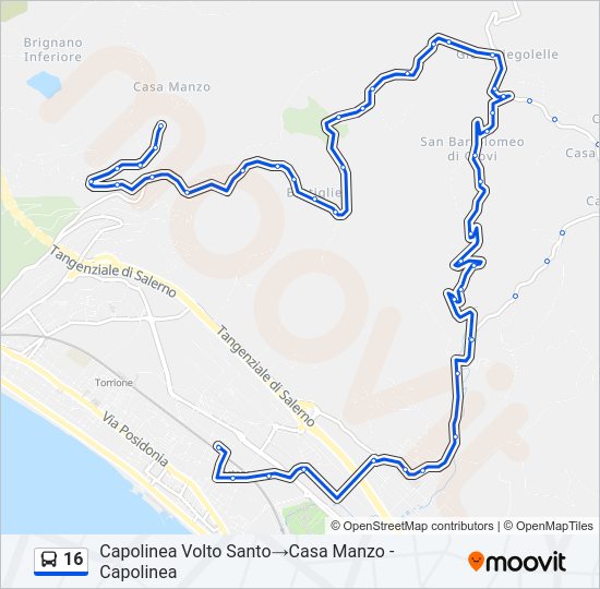 Percorso linea bus 16