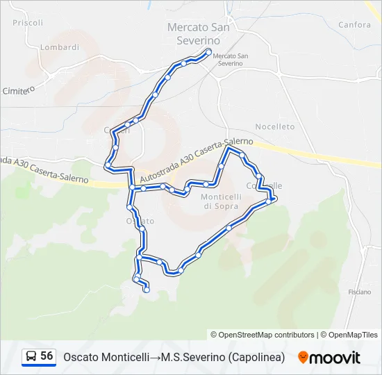 Percorso linea bus 56