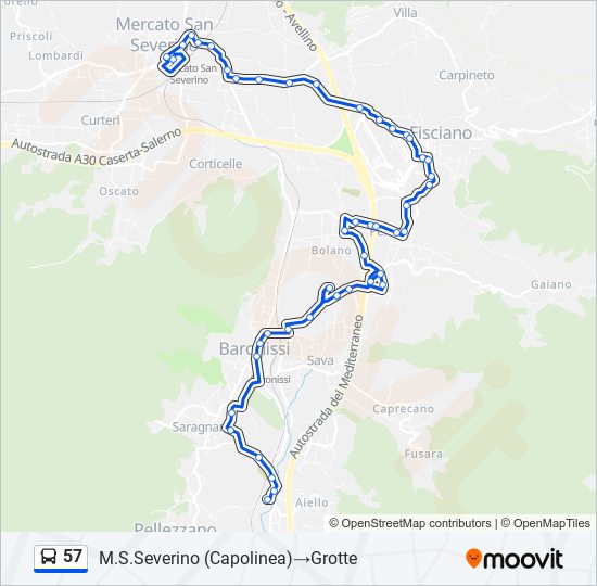 57 bus Line Map