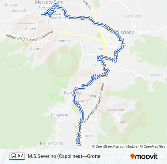 57 Bus Line Map