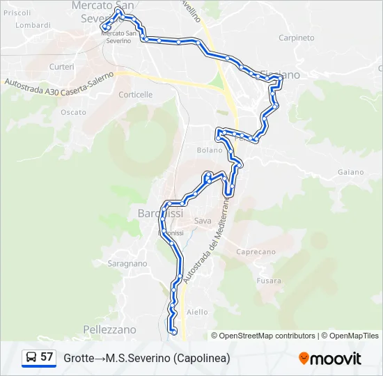 57 Bus Line Map