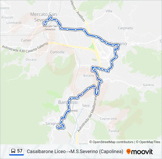 57 Bus Line Map
