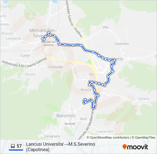 57 Bus Line Map